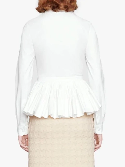 Shop Gucci Peplum Hem Poplin Shirt In White