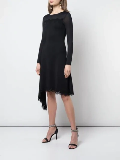 Shop Oscar De La Renta Round Neck Lace Dress In Black