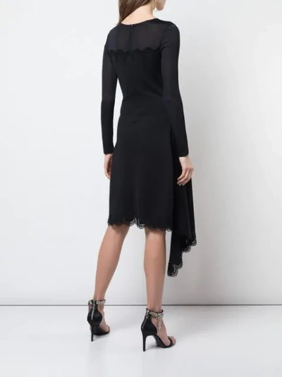 Shop Oscar De La Renta Round Neck Lace Dress In Black