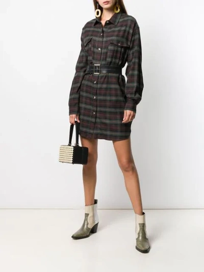 Shop Isabel Marant Étoile Iceo Checked Shirt Dress In Green