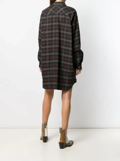 Shop Isabel Marant Étoile Iceo Checked Shirt Dress In Green