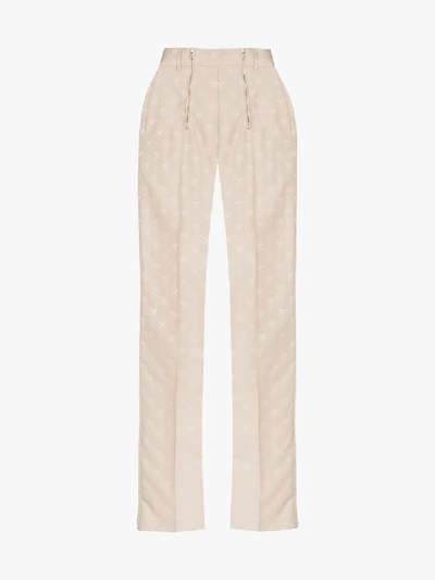 Shop Gmbh Straight Leg Jacquard Trousers In Grey