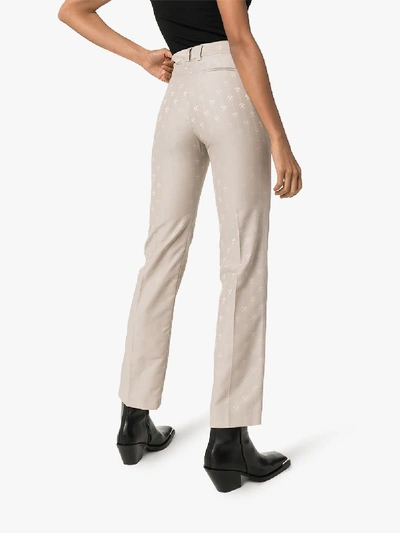 Shop Gmbh Straight Leg Jacquard Trousers In Grey