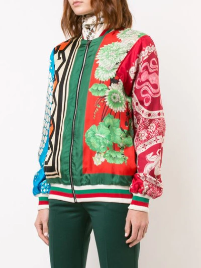 Shop Gucci Gg Floral Print Bomber Jacket In Multicolour
