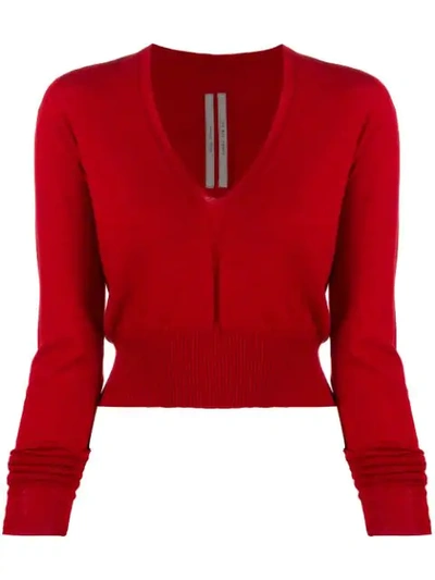 Shop Rick Owens V-neck Sweatshirt In 133 Cardinal  Red