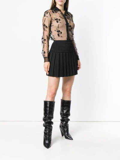 Shop Balmain Pleated Mini Skirt - Black