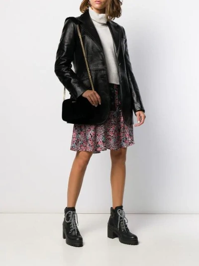 Shop Miu Miu Leather Blazer In Black