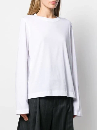 Shop Sofie D'hoore Long Sleeved Cotton T-shirt In White