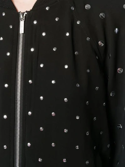 Shop Michael Michael Kors Metallic Embellished Bomber Jacket In 001 Black