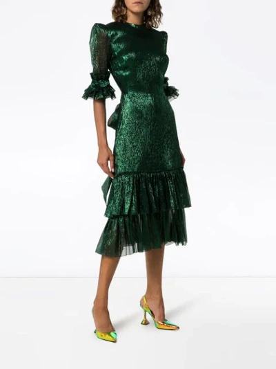 Shop The Vampire's Wife Veneration Leaf-print Midi Dress In Green