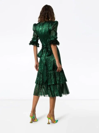 Shop The Vampire's Wife Veneration Leaf-print Midi Dress In Green