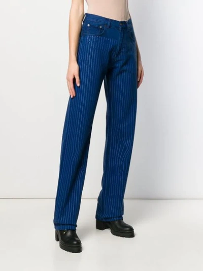 Shop Y/project Striped Straight Leg Jeans In Blue