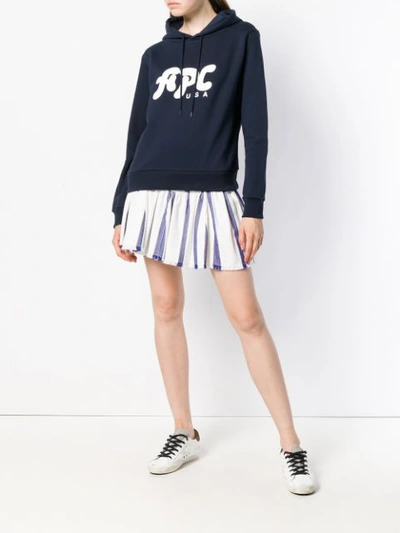 Shop Apc A.p.c. Logo Print Hoodie - Blue