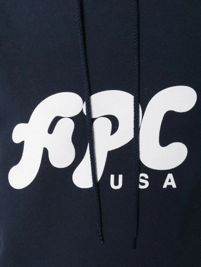 Shop Apc A.p.c. Logo Print Hoodie - Blue