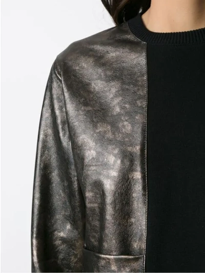 Shop Andrea Bogosian Leather Panelled Sweatshirt In Metallic
