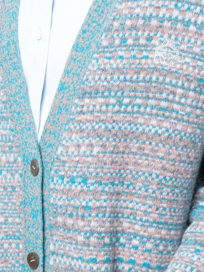 Shop Loewe Crochet Knit Cardigan In 5100 Blue