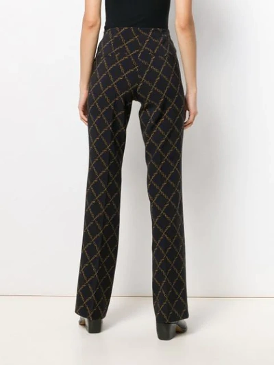 Shop Cambio Chain Print Flared Trousers In Blue