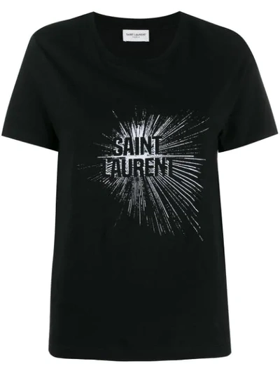 Shop Saint Laurent Light Beam Logo T-shirt In Black