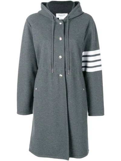 Shop Thom Browne 4-bar Stripe Parka Coat In Grey