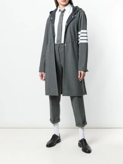 THOM BROWNE 四条纹珠地网眼棉休闲派克大衣 - 灰色