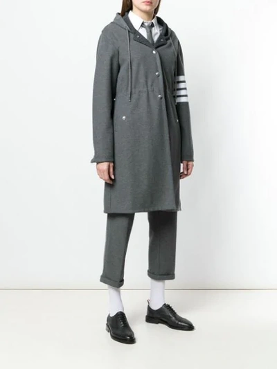 THOM BROWNE 四条纹珠地网眼棉休闲派克大衣 - 灰色