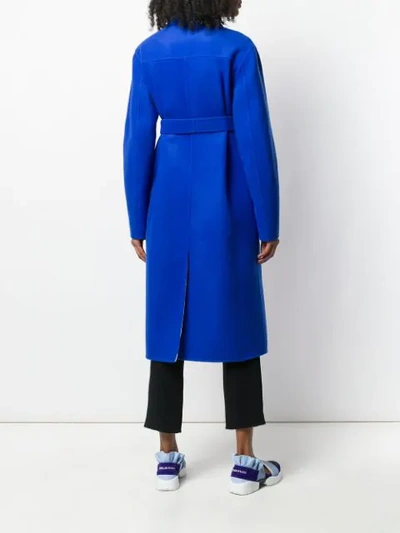 Shop Emilio Pucci Shaped Button Wool Coat In 131 Blu Zaffiro