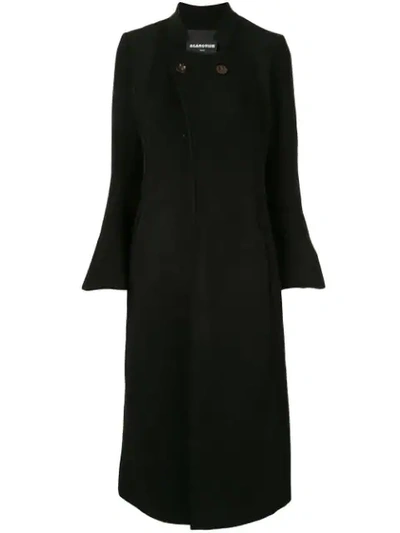 Shop Aganovich Flared Sleeve Coat In Black
