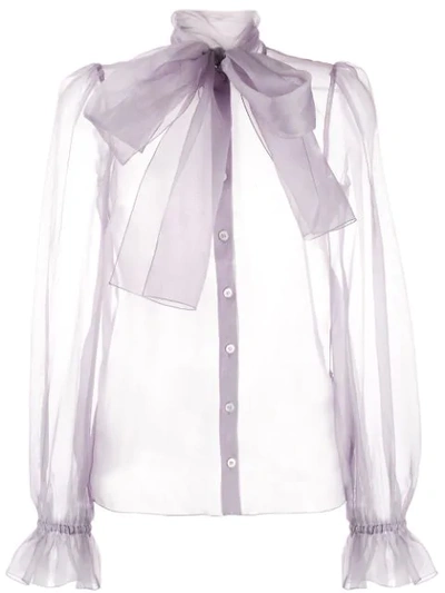 Shop Dolce & Gabbana Pussybow Organza Shirt In Purple