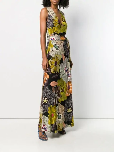 Shop Etro Sleeveless Floral Maxi Dress In Brown
