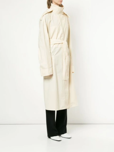 Shop Lemaire Hooded Trench Coat In Neutrals