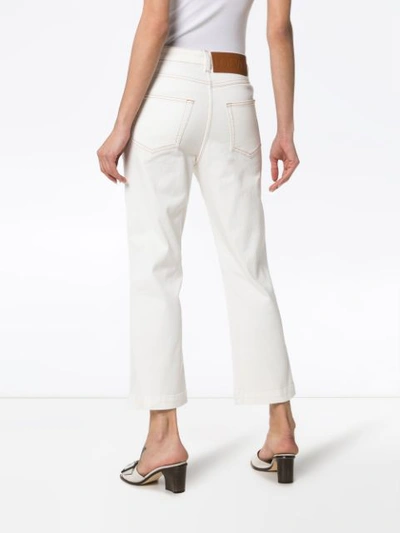 Shop Loewe High-waisted Multi-pocket Cropped Jeans In White