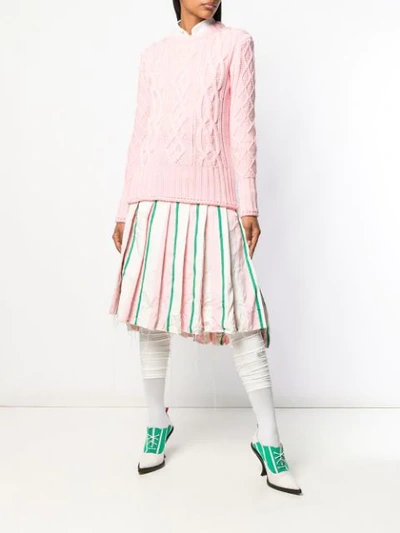 Shop Thom Browne Wide Repp Stripe Pleated Skirt In 680 Light Pink