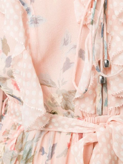 Shop Zimmermann Floral Print Ruffle Dress In Pink