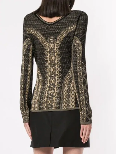 Shop Roberto Cavalli Henna Jacquard Knit Top In Black