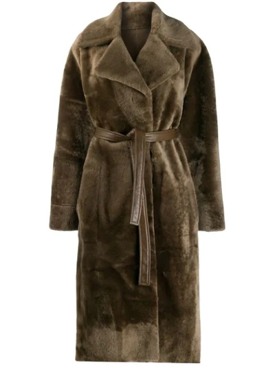 Shop Blancha Oversized Fur Coat In Green