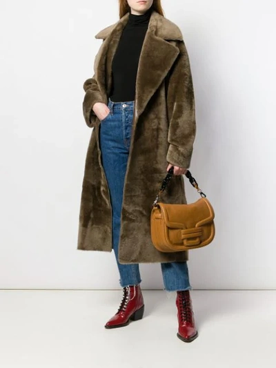 Shop Blancha Oversized Fur Coat In Green