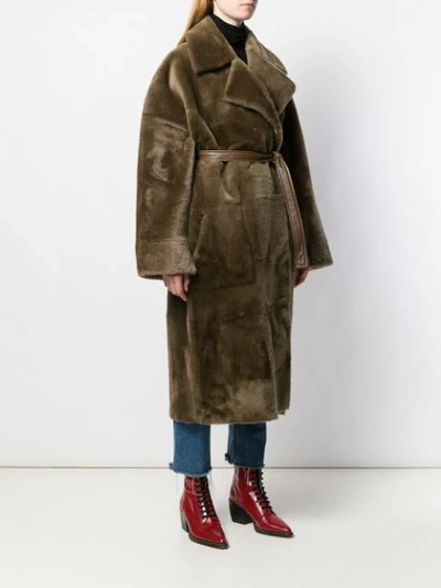 Shop Blancha Oversized Fur Coat In Green