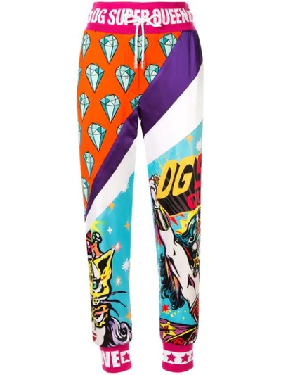 Shop Dolce & Gabbana Super Heroine Print Track Trousers In S9000 Combined Colour