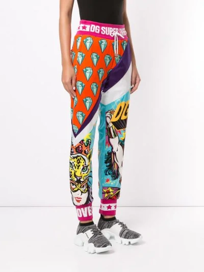 Shop Dolce & Gabbana Super Heroine Print Track Trousers In S9000 Combined Colour