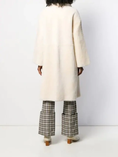 Shop Liska Shearling Coat In White