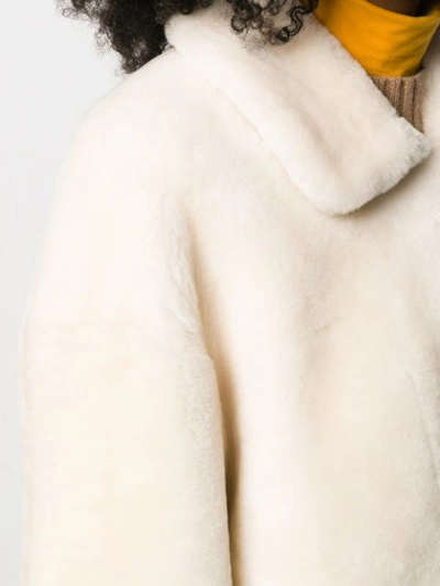 Shop Liska Shearling Coat In White