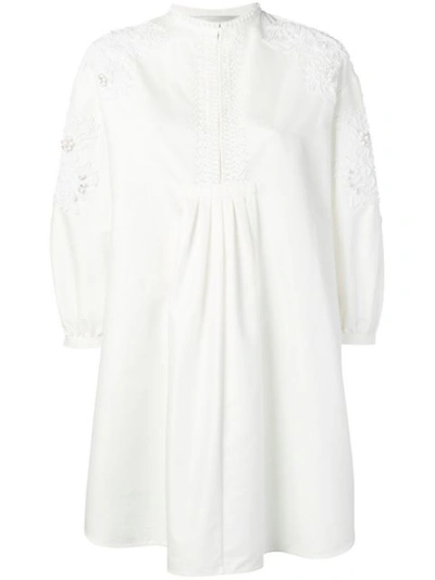 Shop Valentino Embroidered Floral Dress In White