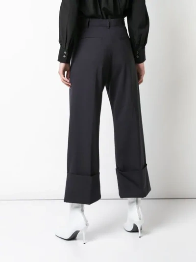 Shop Sea Cropped Flared Trousers In Navy