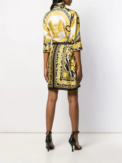 Shop Versace Baroque Print Shirt Dress In A7900 Black Yellow