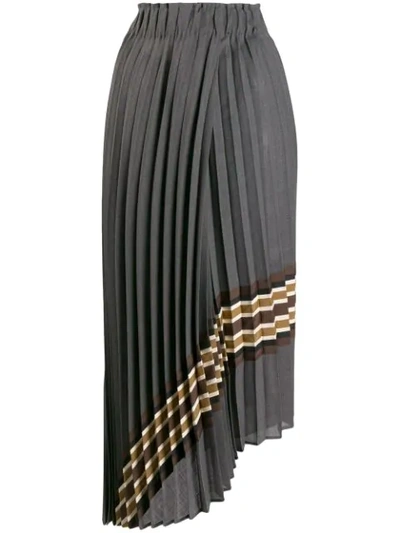 Shop Brunello Cucinelli Pleated Asymmetric Skirt In Grey