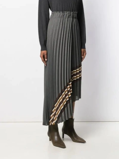 Shop Brunello Cucinelli Pleated Asymmetric Skirt In Grey