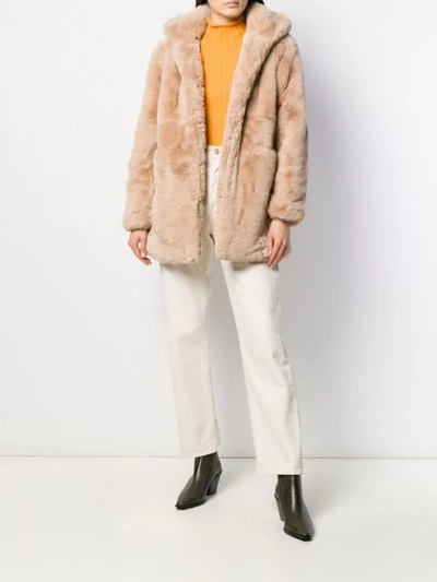 Shop Apparis Marie Hooded Faux-fur Coat In Neutrals