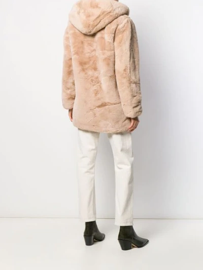 Shop Apparis Marie Hooded Faux-fur Coat In Neutrals