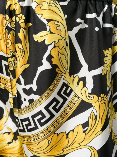 Shop Versace Barocco Printed Wide Leg Trousers In Black ,yellow