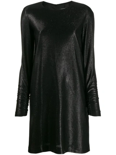 Shop Antonelli Metallic Stitched Mini Dress In Black